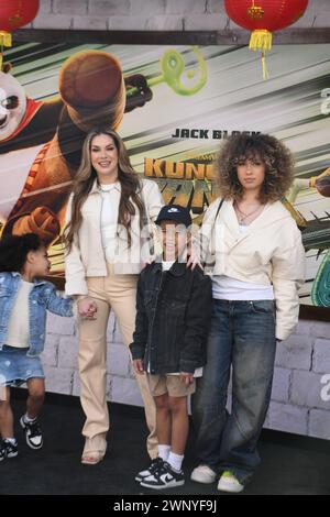 Los Angeles, California, USA 3rd March 2024 (L-R) Zaia Boss, Dancer Allison Holker, Maddox Laurel Boss and Weslie Fowler attends Dreamworks Animation Presents The World Premiere of Kung Fu Panda 4 at The Grove on March 3, 2024 in Los Angeles, California, USA. Photo by Barry King/Alamy Stock Photo Stock Photo