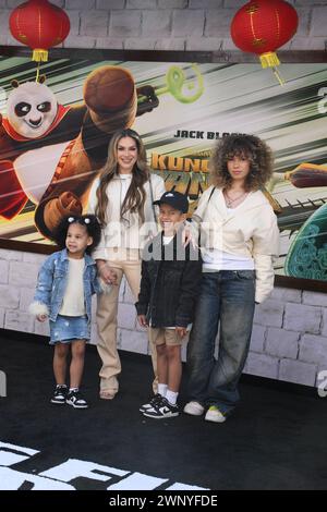 Los Angeles, California, USA 3rd March 2024 (L-R) Zaia Boss, Dancer Allison Holker, Maddox Laurel Boss and Weslie Fowler attends Dreamworks Animation Presents The World Premiere of Kung Fu Panda 4 at The Grove on March 3, 2024 in Los Angeles, California, USA. Photo by Barry King/Alamy Stock Photo Stock Photo