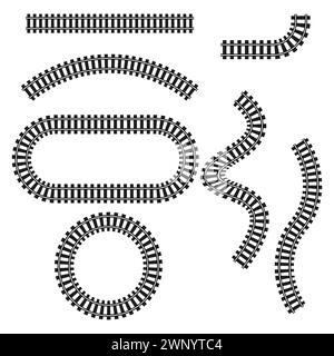 Icon railroad tracks. Various railway lines. Transport path network. Vector illustration. EPS 10. Stock Vector