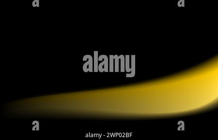Yellow texture on isolated black background. Abstract blank gradient template Stock Vector