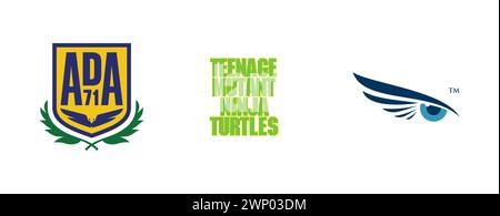 Teenage Mutant Ninja Turtles, Lila Design, AD Alcorcon. Most popular arts and design logo collection. Stock Vector