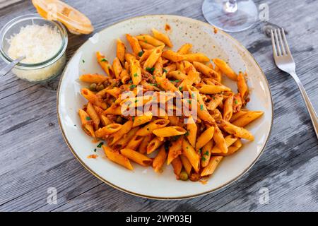 Large plate of hirten makkaroni Stock Photo