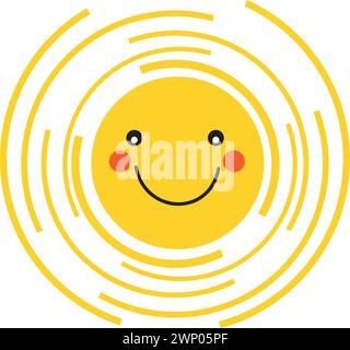 Cute sun with smile for sticker Stock Vector