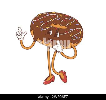 Hippie Donut in glaze, 70's groovy Retro print. illustration for tee, t ...