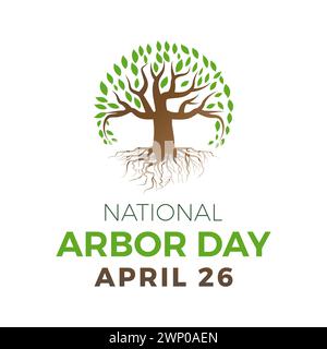 National Arbor Day celebrated every year of April 26, Vector banner, flyer, poster and social medial template design. Stock Vector