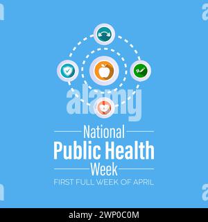 National Public Health Week Observed every year of April 1 to April 7, Vector banner, flyer, poster and social medial template design. Stock Vector
