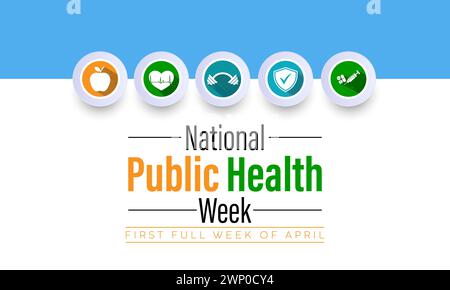 National Public Health Week Observed every year of April 1 to April 7, Vector banner, flyer, poster and social medial template design. Stock Vector