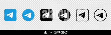 Collection of different telegram icons. Social media logo. Vector line icon for business and advertising Transparent background Editorial Stock Vector