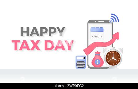 Tax Day celebrated every year of April 15th, Vector banner, flyer, poster and social medial template design. Stock Vector