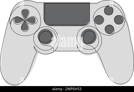 Single continuous line drawing of game controller. Gamepad one line art vector illustration Stock Vector