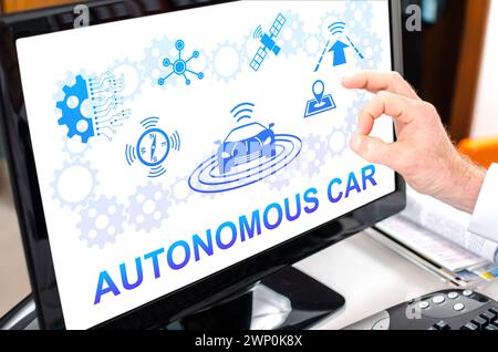 Autonomous car concept shown on a computer screen Stock Photo
