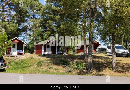 Trosa, Sweden - July 29, 2023: Camping inTrosa Havsbad in the Södermanland area, surrounded by magnificent archipelago views Stock Photo