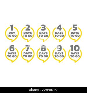 One, two, three days to go banner. Vector bubble days left icon. Stock Vector