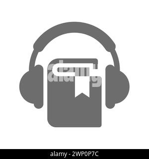 Audio book vector icon. Book with headset symbol. Stock Vector