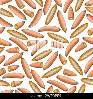 Seamless pattern with Georgia candy roaster squash. Winter squash. Cucurbita maxima. Vegetables. Cartoon style. Isolated vector illustration. Stock Vector