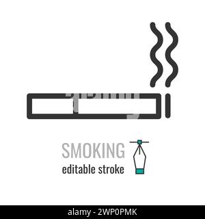 Smoking area line icon. Smoke Zone symbol. Smoking place pictogram. Smoke here sign. Vector graphics illustration EPS 10. Editable stroke Stock Vector