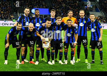 Lineup of FC Inter during the Italian Cup Semi Final second leg match