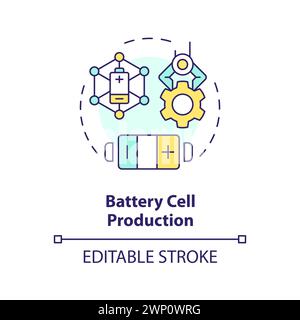 Battery cell production multi color concept icon Stock Vector