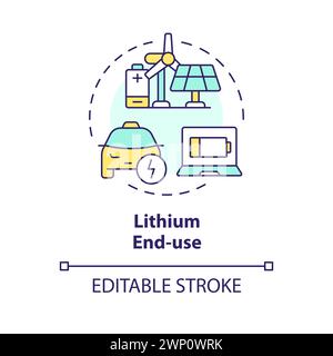 Lithium end-use multi color concept icon Stock Vector