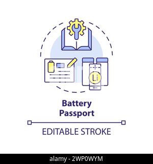 Battery passport multi color concept icon Stock Vector