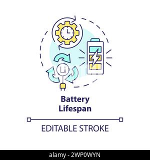 Battery lifespan multi color concept icon Stock Vector