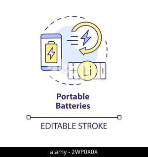 Portable batteries multi color concept icon Stock Vector