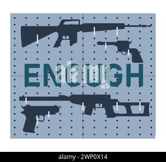 Gun control. Second amendment ban. Weapon regulations law movement. Firearm violence. Mass shooting in public places and school. Flat vector illustration Stock Vector