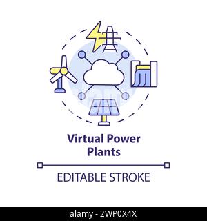 Virtual power plants multi color concept icon Stock Vector