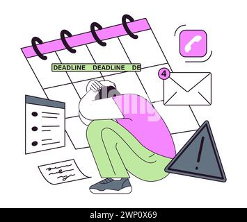 Employee efficiency. Business employee productive multitasking. Time management and work optimization. Effective goal-setting and work-life balance. Flat vector illustration Stock Vector