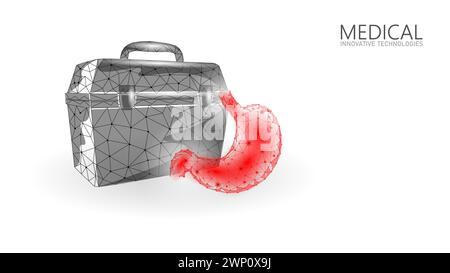 3D human kidneys transplantation case. Red low poly kidneys anatomy organ. Polygonal donor medicine patient help donation vector illustration Stock Vector