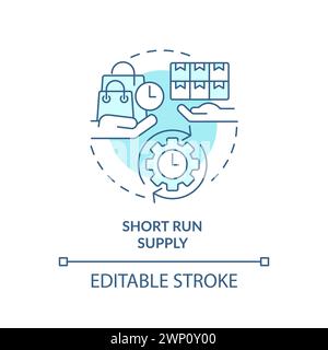 Short run supply soft blue concept icon Stock Vector