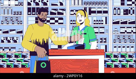 Pharmacy paying smart watch cartoon flat illustration Stock Vector
