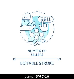 Number of sellers soft blue concept icon Stock Vector