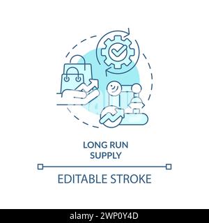 Long-run supply soft blue concept icon Stock Vector
