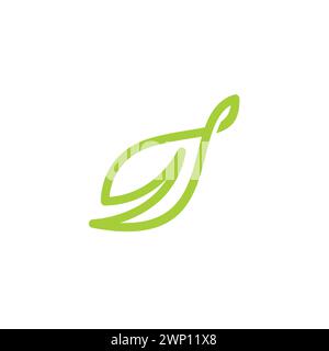 Leaf Line Logo. Organic Food Logo Stock Vector