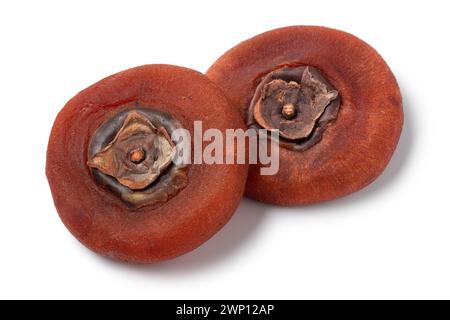 Pair of dried kaki persimmon isolated on white background close up Stock Photo