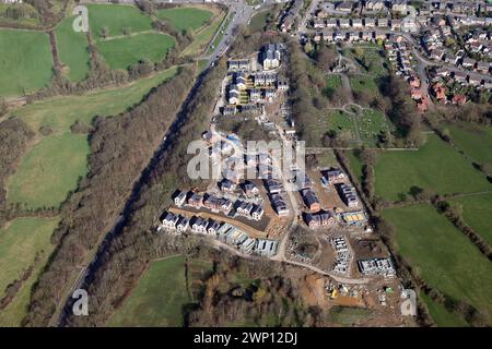 aerial view of new housing being built by Stonewater Homes near Horsforth Cemetery, Leeds Stock Photo