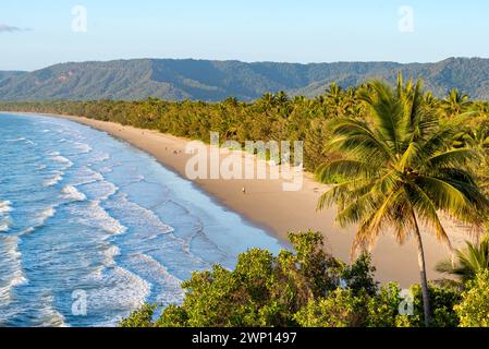 Looking from the eastern-end lookout towards the iconic, palm fringed, Four Mile Beach in Port Douglas, North Queensland, Australia Stock Photo