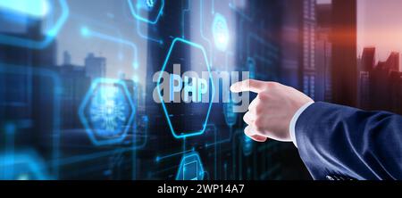 Hypertext Preprocessor PHP Programming. Interpreted programming language. Stock Photo