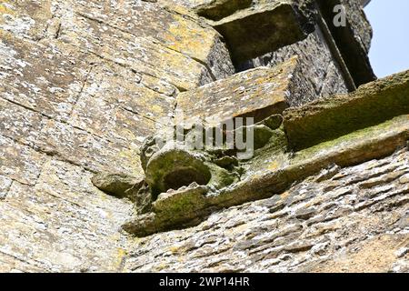 carving details on Ruins of 15th century Oxfordshire manor house Minster Lovell Hall UK Stock Photo