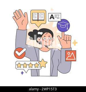 Training workshop. Interactive training process. Professional development. Increasing of business competences and skills. Flat vector illustration Stock Vector
