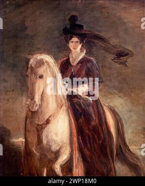 Queen Adelaide of Saxe-Meiningen (1792-1849) Queen Consort of the United Kingdom and Hanover (1830-1837), equestrian portrait in oil on canvas by Sir David Wilkie, circa 1833 Stock Photo