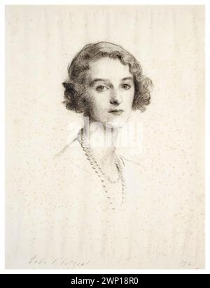 Freda Dudley Ward, Winifred May Mones, Marquesa de Casa Maury, (née Birkin, 1894-1983) English socialite, mistress of Edward, Prince of Wales (later King Edward VIII), portrait drawing in charcoal by John Singer Sargent, 1921 Stock Photo