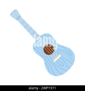 Wooden guitar toy. Retro traditional wooden toys, kids entertainment cartoon vector illustration Stock Vector
