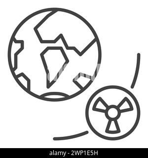Earth and Nuclear Orbital Bomb in Space vector concept thin line icon or symbol Stock Vector