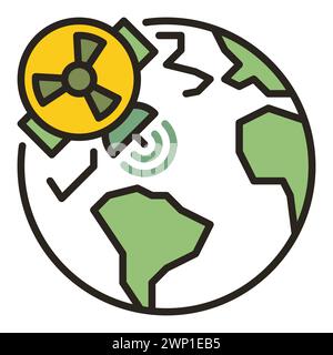 Earth Globe and Nuclear Weapon Satellite in Space vector concept colored icon or design element Stock Vector