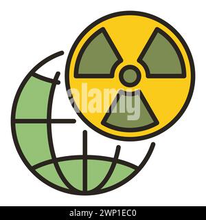 Radiation symbol with Earth Globe vector concept seamless pattern in ...