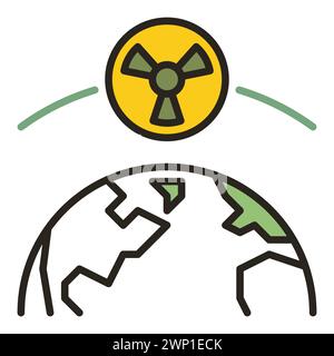 Earth Planet and Orbital Nuclear Weapon in Space vector concept colored icon or design element Stock Vector
