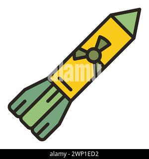 Missile or Rocket with Nuclear Bomb in Space vector concept colored icon or symbol Stock Vector