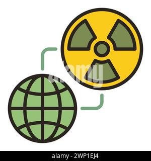 Nuclear Bomb in Space and Earth Globe vector concept colored icon or design element Stock Vector